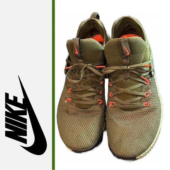 Nike Men’s 2018 Free‎ Metcon 1 Olive Green and Orange Sneakers - Size 15 - Picture 3 of 5